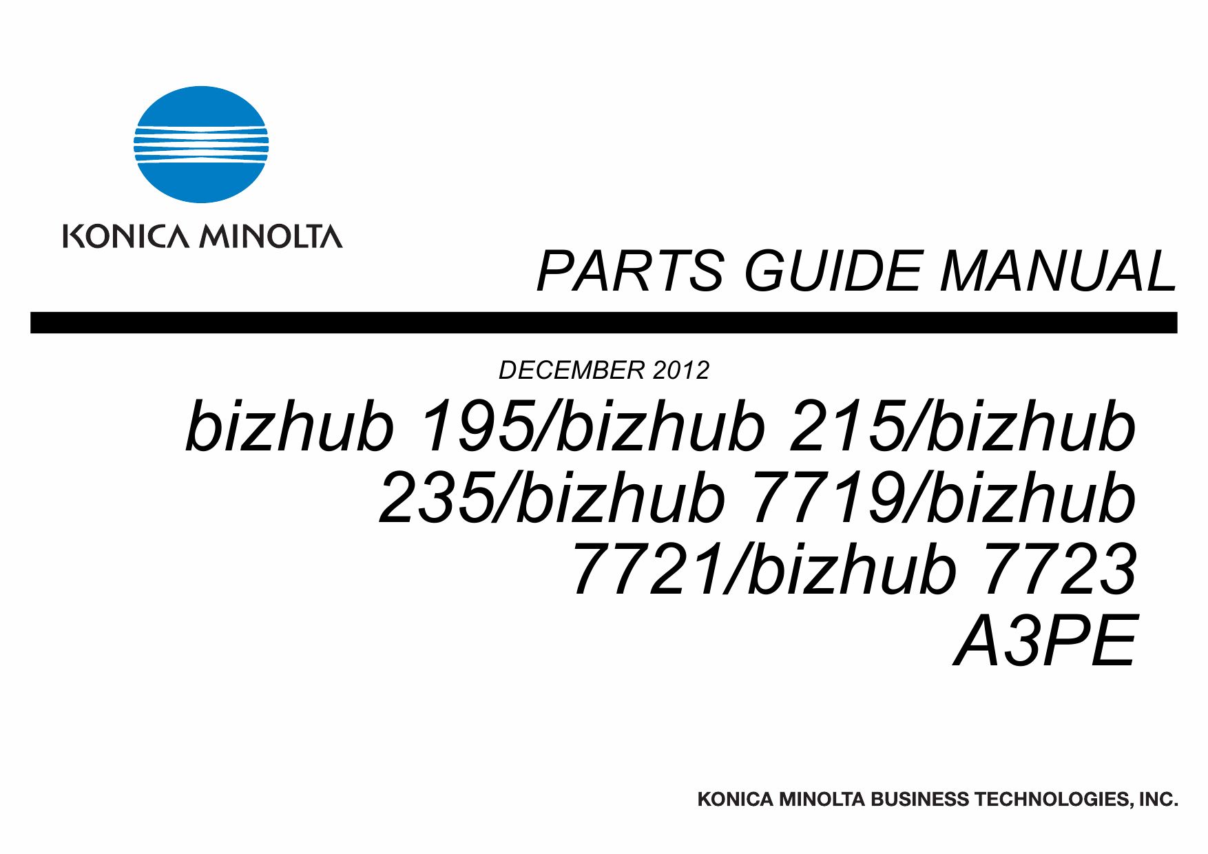 Konica-Minolta bizhub 195 215 235 7719 7721 7723 Parts Manual-1
